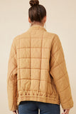 HY6261W TAUPE Plus Quilted Zip Up Padded Jacket Full Body