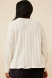 HY6290 Ivory Womens Long Cuff Cable Knit Pullover Top Alternate Angle