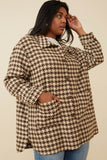 Houndstooth Front Pocket Button Detail Coat