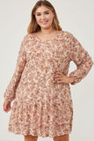 Antique Floral Print Drop Waist Knit Dress