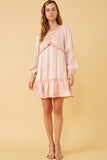 HY6371 BLUSH Womens Iridescent Ruffled Sweetheart Neck Dress Full Body