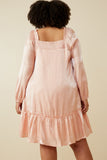 HY6371W Blush Plus Iridescent Ruffled Sweetheart Neck Dress Back