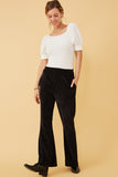 HY6379W Black Plus Textured Velvet Lurex Wide Leg Pants Full Body