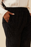 HY6379W Black Plus Textured Velvet Lurex Wide Leg Pants Front