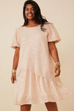 Sequined Asymmetric Hem Puff Sleeve Dress