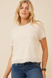 Textured Stringy Short Sleeve Top