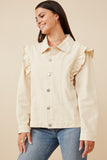 Ruffled Shoulder Twill Jacket