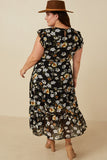 HY6584W Black Plus Smocked Romantic Floral Ruffled Tank Dress Side