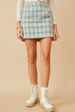 HY6595 Mint Womens Flannel Zip Up Skirt Front