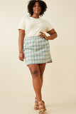 HY6595 Mint Womens Flannel Zip Up Skirt Back