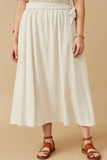 HY6601W Oatmeal Plus Side Tie Linen Midi Skirt Front