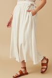 Side Tie Linen Midi Skirt