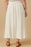 Side Tie Linen Midi Skirt