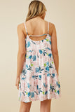 HY6697W MAUVE Plus Botanical Print Low Back Tank Dress Front