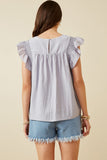 HY6810W OFF WHITE Plus Smocked Detail Ruffle Shoulder Top Detail