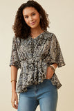 Paisley Print Dolman Peplum Top