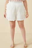 Womens Ruffle Trimmed Elastic Waist Soft Shorts