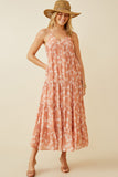 HY6850 BLUSH Women Textured Floral Smocked Back Tiered Dress Editorial