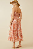 HY6850W BLUSH Plus Textured Floral Smocked Back Tiered Dress Front