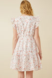 HY6858W PEACH Plus Floral Print Eyelet Ruffle Tank Dress Full Body