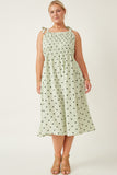 Polka Dot Tie Strap Smocked Dress