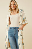 HY6933W Cream Plus Satin Floral Open Duster Front