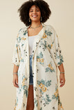 HY6933 Cream Womens Satin Floral Open Duster Back