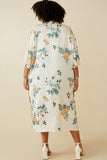 HY6933 Cream Plus Satin Floral Open Duster Full Body