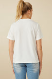 HY7029 Off White Womens French Terry Groovy Verbiage Tee Detail