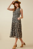 HY7033 BLACK Womens Floral Print One Shoulder Tiered Dress Side