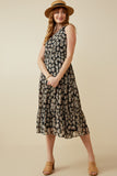 HY7033 BLACK Womens Floral Print One Shoulder Tiered Dress Full Body