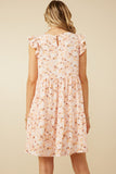 HY7098 Light Pink Womens Soft Floral Ruffled Tank Dress Side