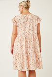 HY7098W Pink Womens Soft Floral Ruffled Tank Dress Full Body