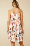 HY7106 Taupe Mix Womens Floral Ruffle Sleeveless Tank Dress Detail