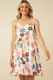 HY7106 Taupe Mix Womens Floral Ruffle Sleeveless Tank Dress Back