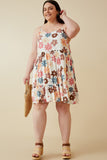 HY7106 Taupe Mix Womens Floral Ruffle Sleeveless Tank Dress Front 2