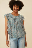 Antique Botanical Paisley Ruffle Top