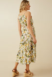 HY7124 Yellow Mix Womens Floral Print Tiered Skirt Cami Dress Back