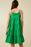 HY7188 Green Womens Tiered Ruffle Seamed Cami Dress Back