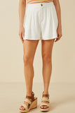 Pleated Detail Button Front Shorts