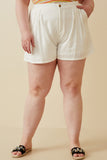 Pleated Detail Button Front Shorts