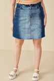 Paperbag Waist Washed Panel Denim Skirt