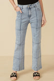 HY7235 Denim Womens Washed Paneled Detail Denim Jeans Front