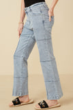 HY7235 Denim Womens Washed Paneled Detail Denim Jeans Gif