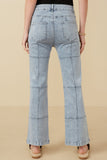HY7235 Denim Womens Washed Paneled Detail Denim Jeans Side