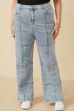 HY7235W Denim Plus Washed Paneled Detail Denim Jeans Front