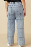 HY7235W Denim Plus Washed Paneled Detail Denim Jeans Gif