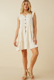 HY7296W Ivory Plus Ruffled Button Down Tiered Tank Dress Full Body