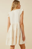 HY7296W Ivory Plus Ruffled Button Down Tiered Tank Dress Back