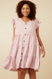 Ruffled Button Down Tiered Tank Dress